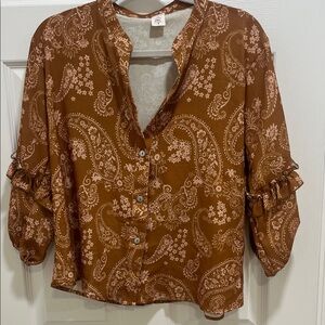 Elegant Paisley Button-Up Blouse